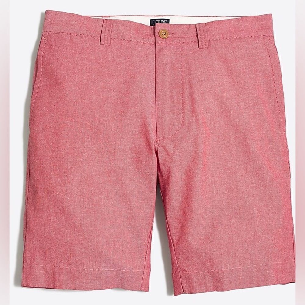 J. Crew Men's 9" Red Chambray Gramercy Shorts - Size 33